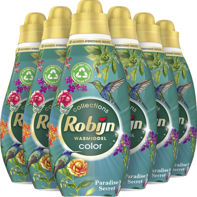 Robijn Klein & Powering Collections - Détergent liquide Secret Color Paradise - Pack de 6 - E-menage