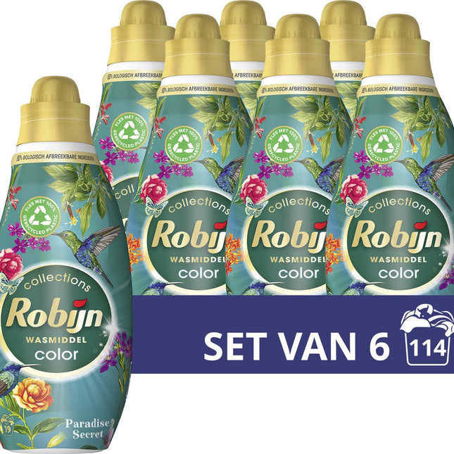 Robijn Klein & Powering Collections - Détergent liquide Secret Color Paradise - Pack de 6 - E-menage