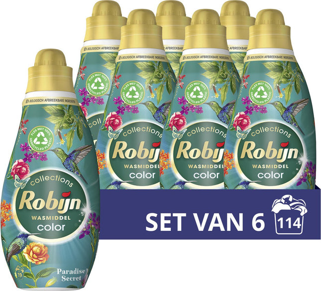 Robijn Klein & Powering Collections - Détergent liquide Secret Color Paradise - Pack de 6 - E-menage
