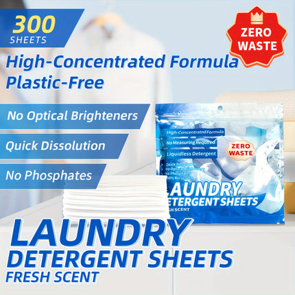 Ultra-Concentrated Laundry Detergent Sheets - 240/300/360pcs, Sustainable & Plastic-Free, Powerful Stain Removal, Perfect for Home, Dorm, Travel & Hotels