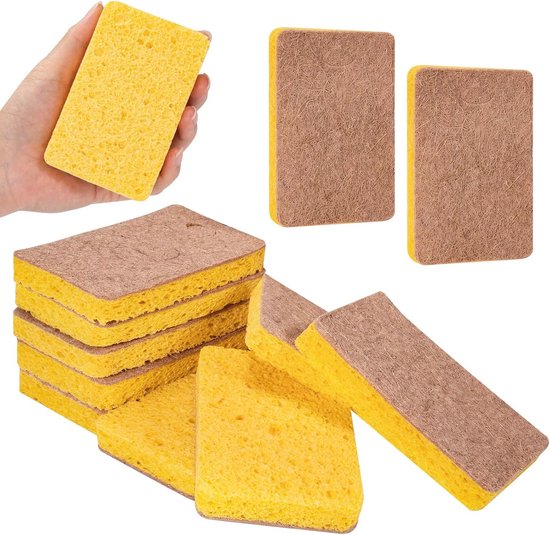 Paquet de 10 éponges de cuisine écologiques pour une vie durable - E-menage