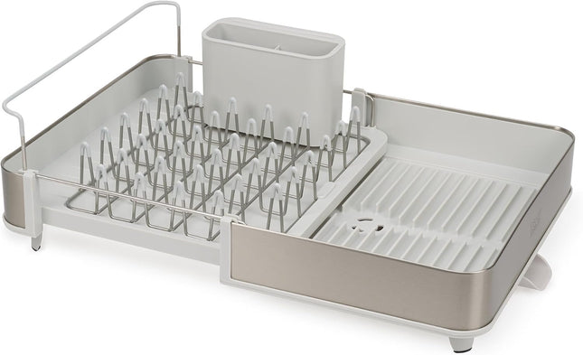 Séchoir à Vaisselle Extensible avec Compartiment à Couverts Amovible - E-menage