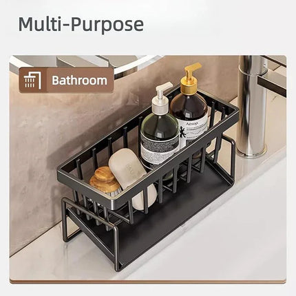 Carbon Steel Kitchen Sink Organizer with Sponge Holder and Soap Dish