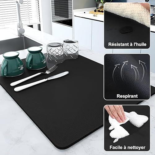 soqkeen - tapis égouttoir vaisselle absorbant - E-menage