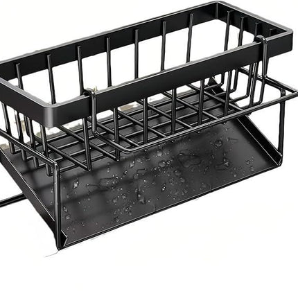 Carbon Steel Kitchen Sink Organizer with Sponge Holder and Soap Dish