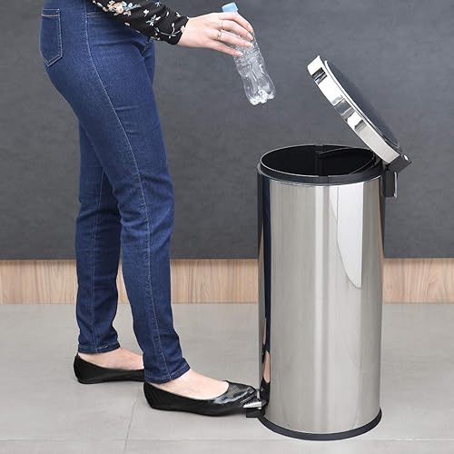 tramontina - poubelle de cuisine en acier inoxydable avec pédale - E-menage