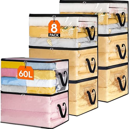 lifewit - Pack de 8 sac de rangement transparent 60l - E-menage