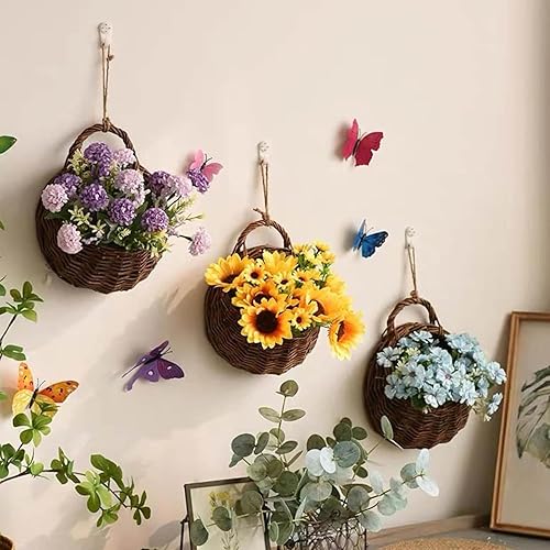 Monsully - Panier de fleurs en osier suspendu - E-menage