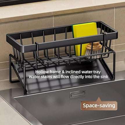 Carbon Steel Kitchen Sink Organizer with Sponge Holder and Soap Dish