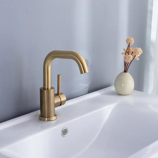 Bathroom Faucet Brushed Gold Bathroom Basin Faucet Cold And Hot Sink Mixer Sink Tap Single Handle Deck Mounted Water Tap