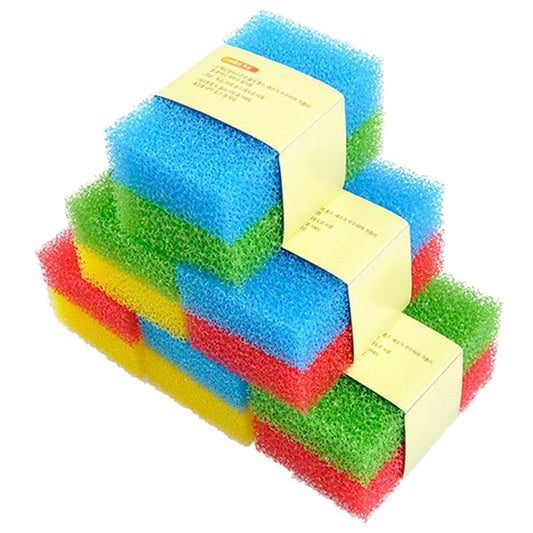 10 Pcs Cleaning Sponge Double Sided Kitchen Dishwashing Scrubber Simulation Loofah Non Scratch Sponge Cloth (Random Color)