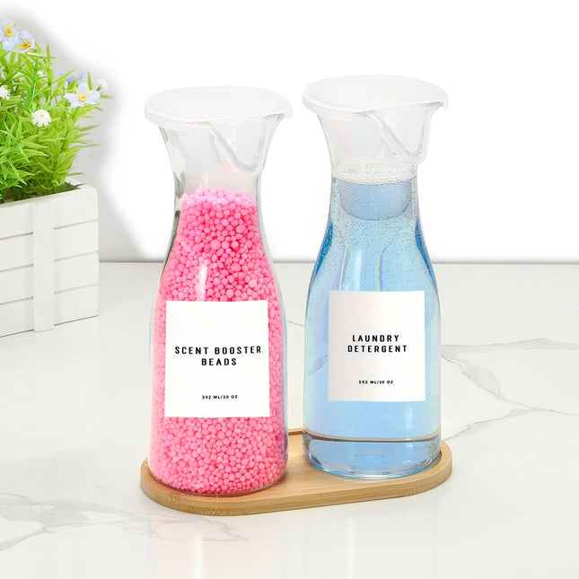 Lot de 2 distributeurs de lessive liquide avec plateaux - E-menage