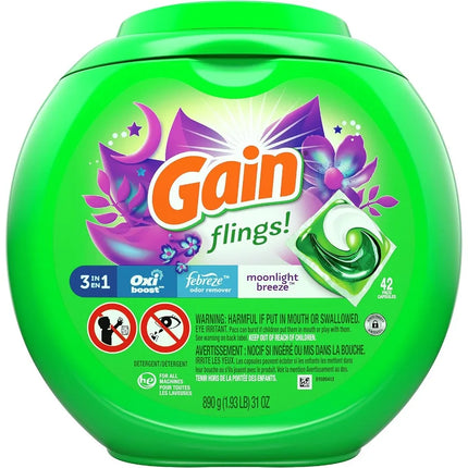 Moonlight Breeze Laundry Pacs, 42 Count. Powerful Cleaning, Fresh Scent for Family. Easy Use Detergent Pods for Washer