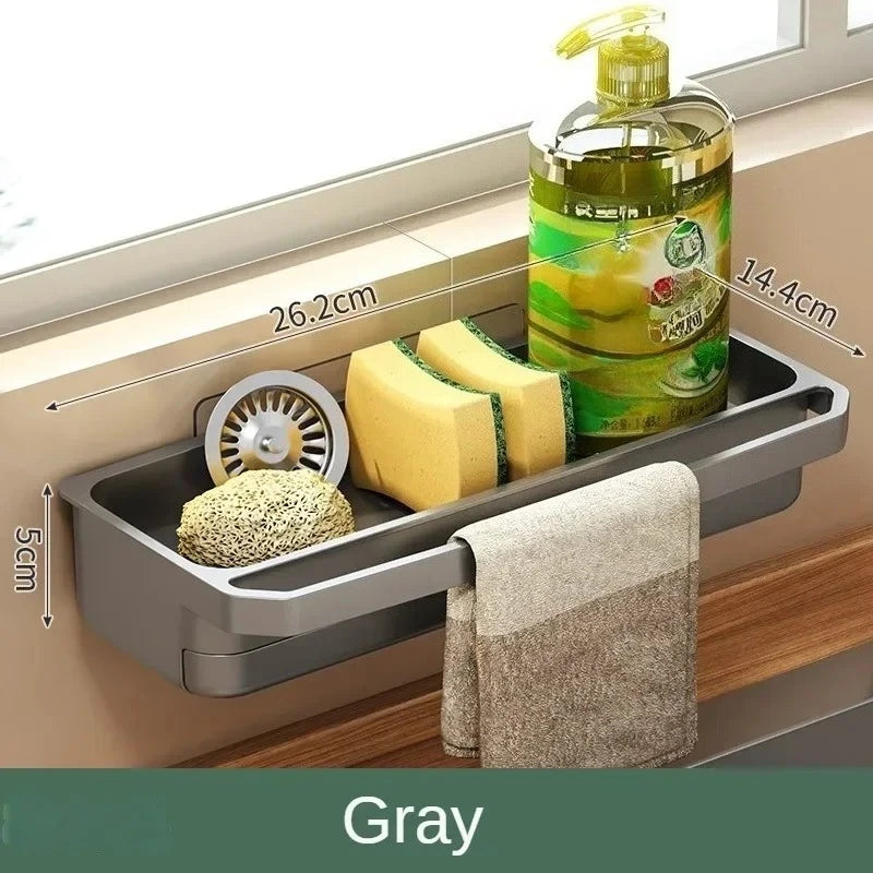 Drain Rack Kitchen Sink Organizer Self-draining Shelf Sponge Holder Dishcloth Soap Drainer Kitchen Gadgets Kitchen Accessories