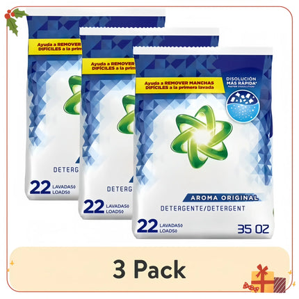 3-Pack Powder Laundry Detergent, Original Scent 35 oz per Box for 22 Loads, HE Compatible & Stain Fighting