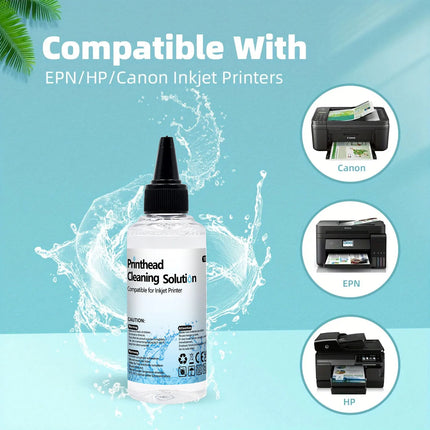 Fluide de nettoyage pour imprimante à jet d’encre – Nettoyant pour tête d’impression Canon, HP, Epson | Entretien et déblocage d’encre séchée – 100 ml – Bandes Faciles