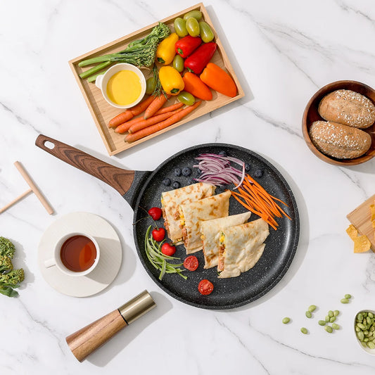 KORDISEN Pizza Frying Pan Nonstick 10/12inch Breakfast Fried Eggs Pizza Steak Burger Pancake Pots Induction Cooker Compatible