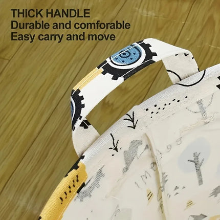 Laundry Basket Large Capacity Cartoon Print Foldable Portable Construction Vehicle Design Sturdy Construction Home Organization - E-menage
