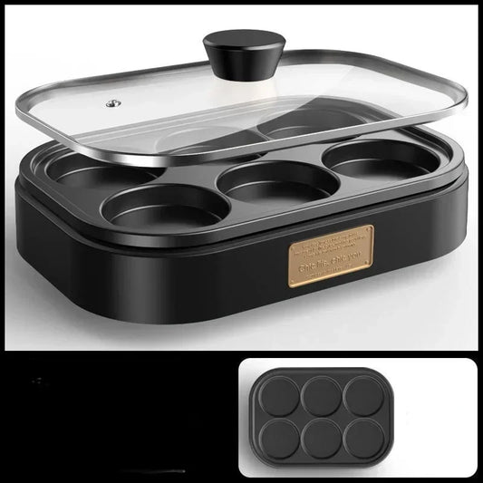 Fried egg burger machine non-stick small flat household frying pan breakfast egg dumpling pancake pan mold six-hole fried egg