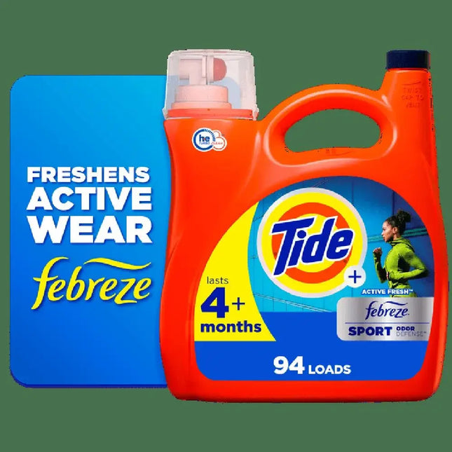 Tide Plus Febreze Sport Odor Defense HE Turbo Clean Liquid Laundry Detergent 132fl oz 94 Loads High Efficiency Cleaner Removes