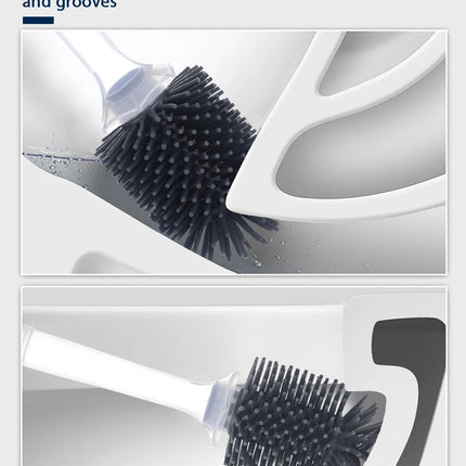 Water Spray Silicone Toilet Brush With Wall-Mounted Breathable Silicone TPR Brush 40cm Long Handle Bathroom Cleaning Accessories