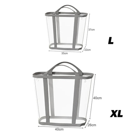 Panier à linge avec poignée, en nylon respirant, pliable et portable, pour vêtements sales - E-menage