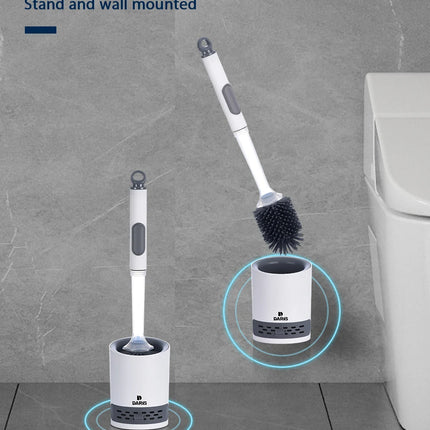 Water Spray Silicone Toilet Brush With Wall-Mounted Breathable Silicone TPR Brush 40cm Long Handle Bathroom Cleaning Accessories