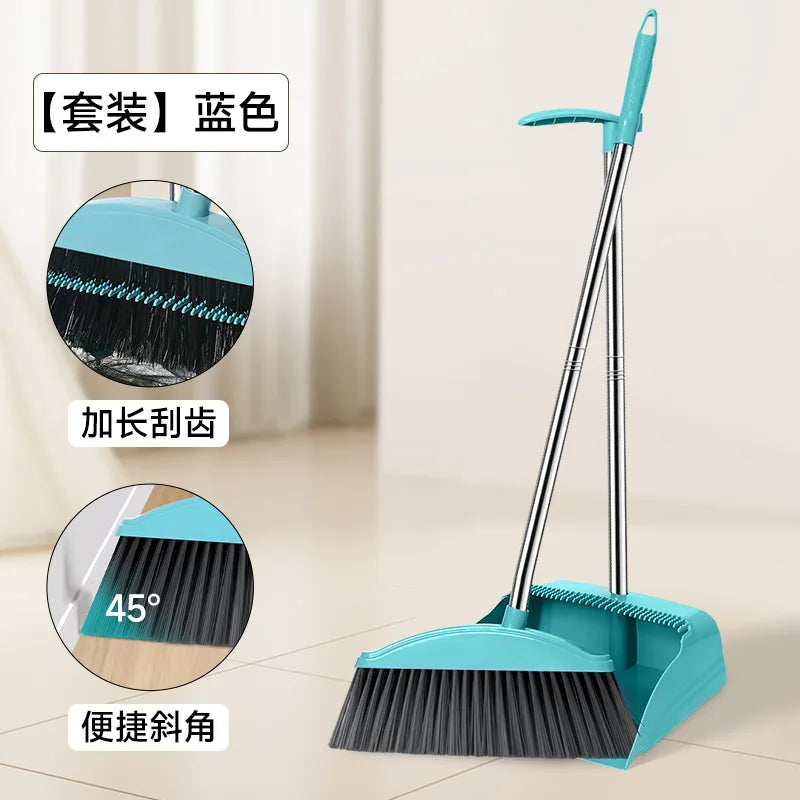 Broom and Dustpan Set Sweeping Broom For Cleaning Floors Dust Garbage Non Stick Hair Indoor Cleaning Products