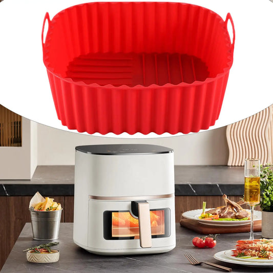 Silicone Air Fryer Oven Baking Plate Pizza Fried Chicken Silicone Basket Reusable Air Fryer Liner Accessory Silicone Air Fryer