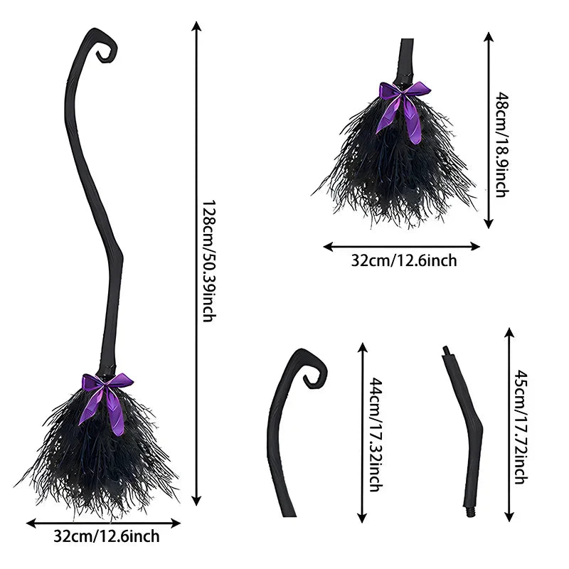 Halloween Witch Broom, Wizard Witch Flying Broomstick , Witch Halloween Broom Props, For Cosplay Costume Party Decorations 5.0