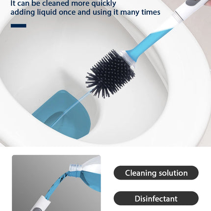 Water Spray Silicone Toilet Brush With Wall-Mounted Breathable Silicone TPR Brush 40cm Long Handle Bathroom Cleaning Accessories