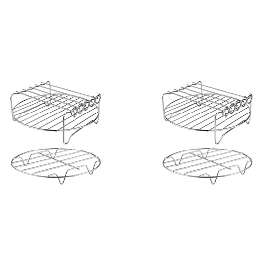 A98G-4 Pcs Air Fryer Accessories Air Fryer Rack Set Multi-Purpose Double Layer Rack With Skewer For XL Power Airfryer