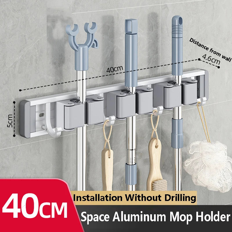 Broom Holder Wall Mounted Mop and Broom Hanger Holder Garage Storage Rack for Home, kitchen, Garden, Tools, Garage