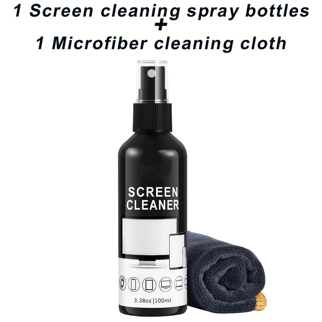 Screen Cleaner Spray Kit-Glass Cleaner Spray and Microfiber Cleaning Cloth,Suitable for a variety of Glass,Glasses,Camera Lenses