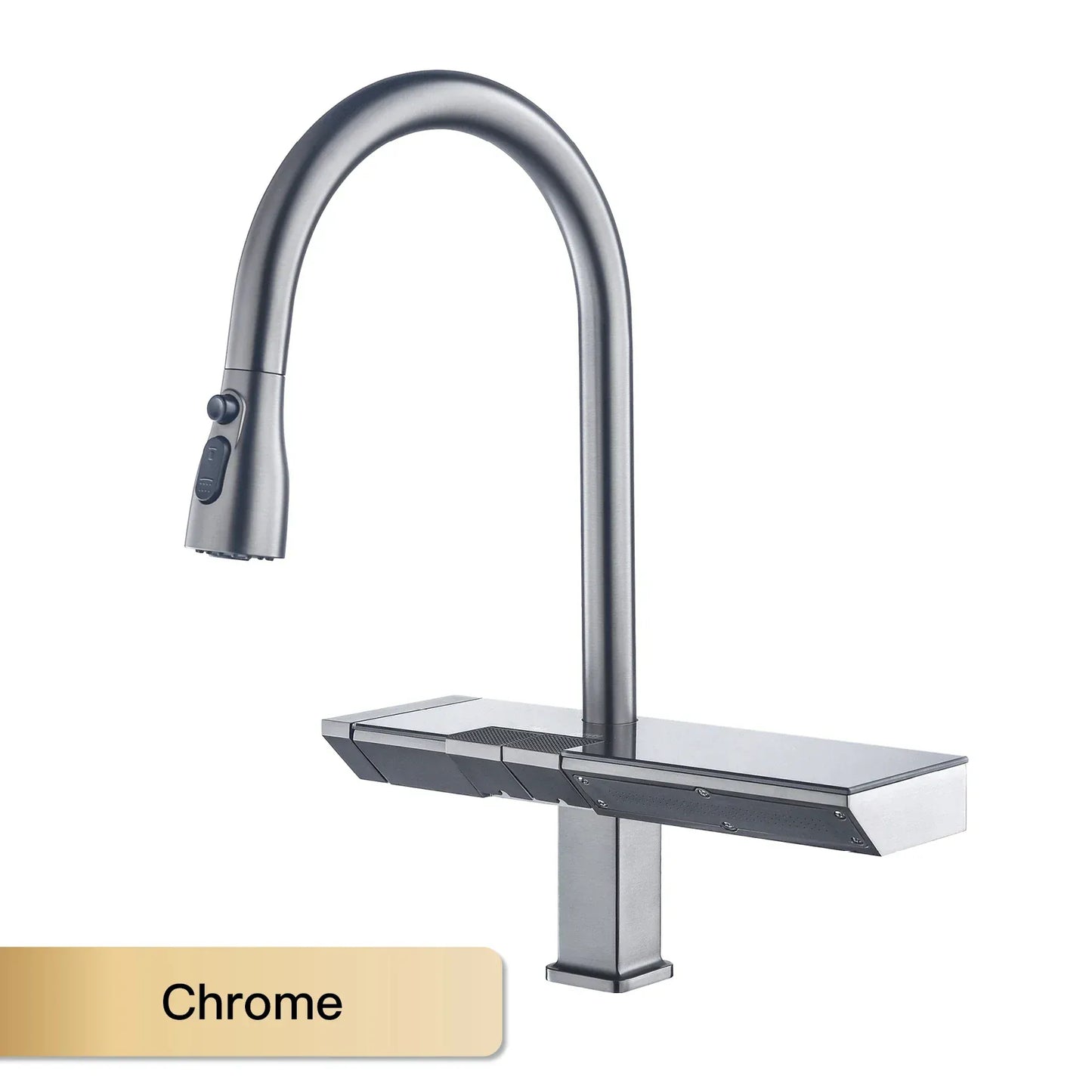 AITANA Luxury Chrome Brass Kitchen Faucet with Digital Display Design, Hot and Cold Water Pull out 3-Function Sink Mixer