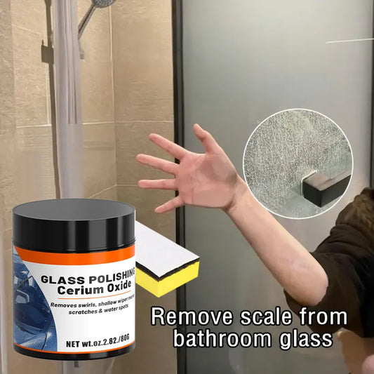 80g Glass Polishing Paste - Universal Glass Care for Bathroom & Car, Efficient Scale Removal & Scratch Repair