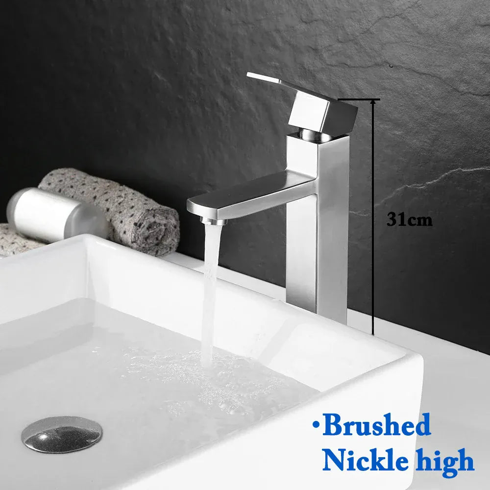 Basin Sink Bathroom Faucet Deck Mounted Hot Cold Water Basin Mixer Taps Matte Black Lavatory Sink Tap Crane(hose not include)