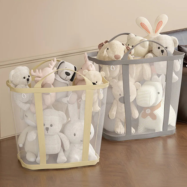 Panier à linge avec poignée, en nylon respirant, pliable et portable, pour vêtements sales - E-menage