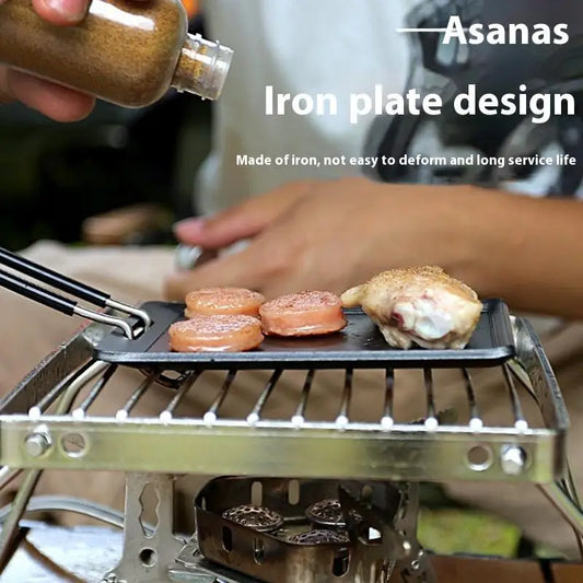 Small Camping Frying Pan Outdoor Mini Portable Grill Pan BBQ Baking Dish Pan Travel Hiking Picnic Camping Cookware Barbecue Tool