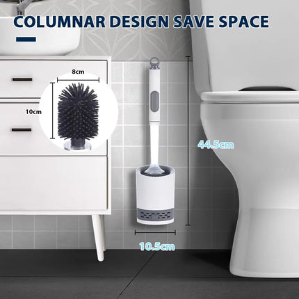 Water Spray Silicone Toilet Brush With Wall-Mounted Breathable Silicone TPR Brush 40cm Long Handle Bathroom Cleaning Accessories