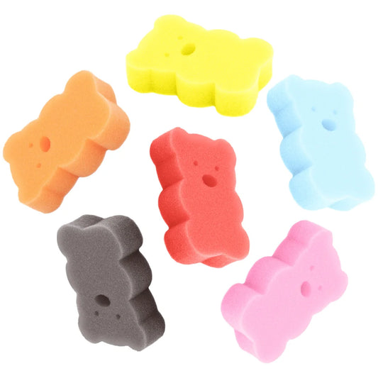 6pcs Bathing Sponge Cute Cartoon Bear Baby Bath Scrubber resistant Portable Shower Tool Toddler Sponge For Newborns