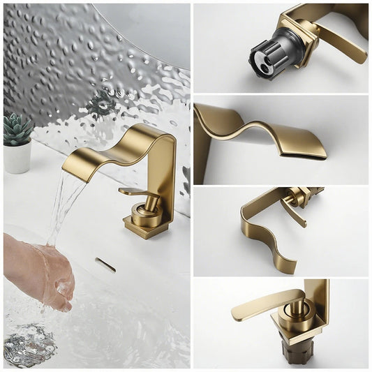 Modern Waterfall Faucet Single Handle 1 Hole Bathroom Sink Faucet Lavatory Vanity Wash Basin Water Faucet Vessel Crane Mixer Tap