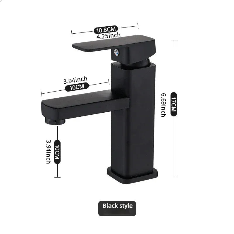 Bathroom Faucet Hot Cold Mixer Tap Deck Mounted Bathroom Basin Faucets Black Square Washbasin Sink Bathtub hot cold water Crane
