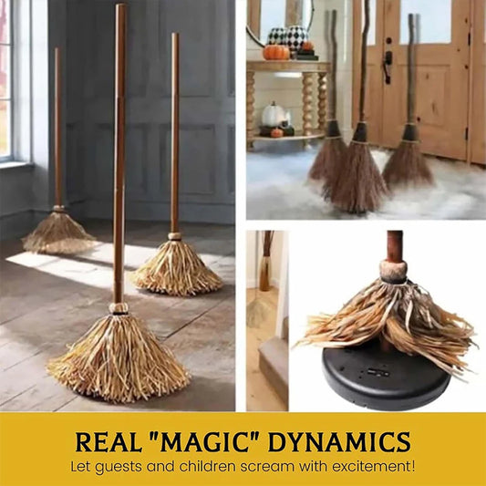 Halloween Floating Witch's Broom Haunted Dancing Broom Terror Atmosphere Festive Decorations Broom With Ghost Sounds Home Decor
