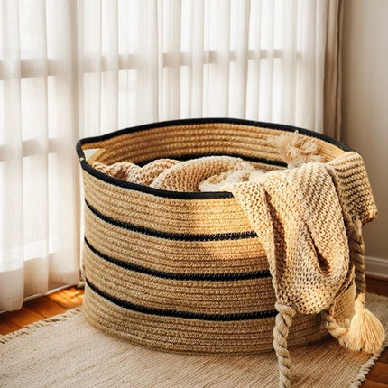 Panier à linge polyvalent en fil de coton tissé - E-menage