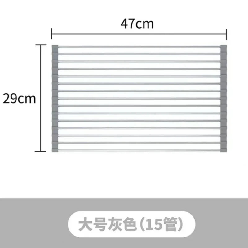 Kitchen Sink Drain Rack Stainless Steel Extendable Dish Drying Rack Drain basket Fruit Vegetable Washing Drainer Storage rack