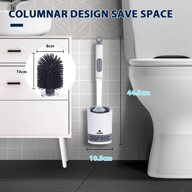 Water Spray Silicone Toilet Brush With Wall-Mounted Breathable Silicone TPR Brush 40cm Long Handle Bathroom Cleaning Accessories