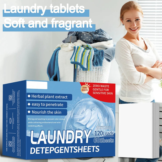 New!Portable Laundry Tablets Concentrated Stain Removal Instant Bubble Tablets Fresh Linen Scent Household Laundry Paper