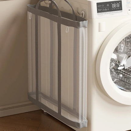 Panier à linge avec poignée, en nylon respirant, pliable et portable, pour vêtements sales - E-menage