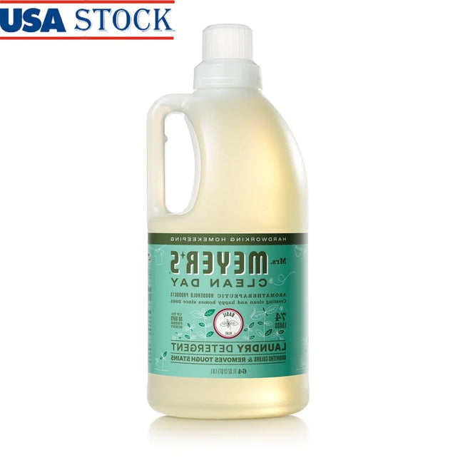 Basil Scented Laundry Detergent Biodegradable HE Compatible Concentrated Formula Gentle on Clothes 64 Loads Herbal Fragrance